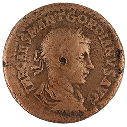 Gordijan III (238-244), bronzani novac iskovan u Viminacijumu 240/241. g.